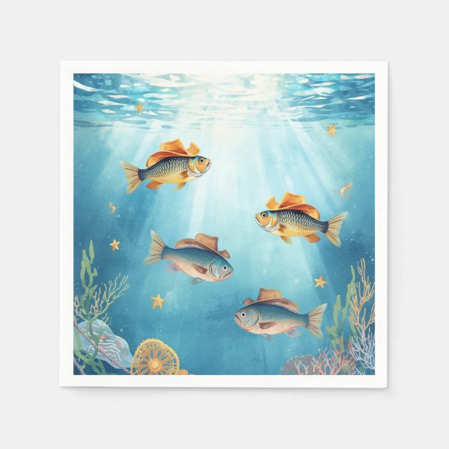 En Papier Serviette thème Fish Party Texas (Devant)