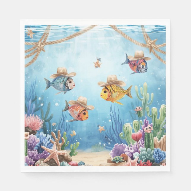 En Papier Serviette thème Fish Party Texas (Devant)