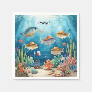 En Papier Serviette thème Fish Party Texas