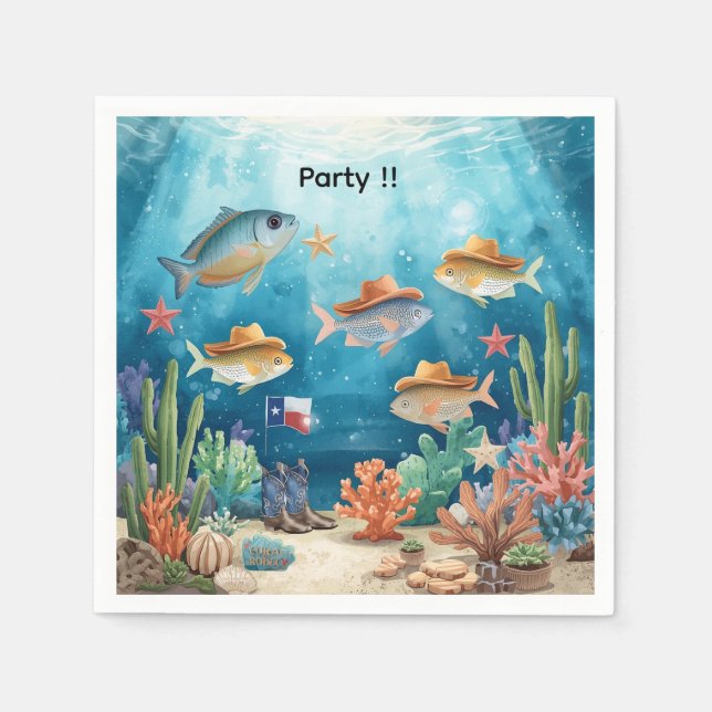 En Papier Serviette thème Fish Party Texas (Devant)