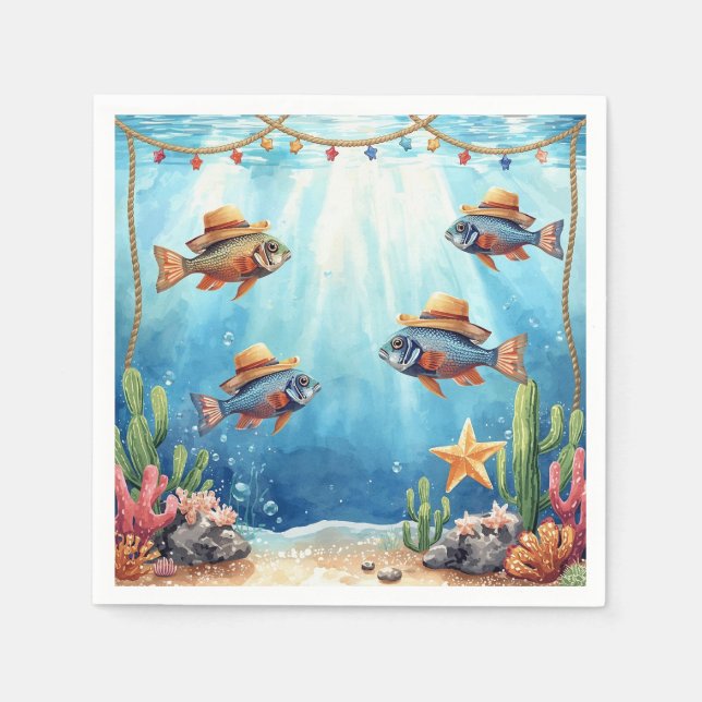 En Papier Serviette thème Fish Party Texas (Devant)