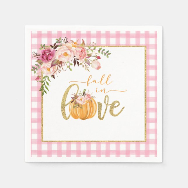 En Papier Serviette Tombez amoureux - Gingham rose (Devant)