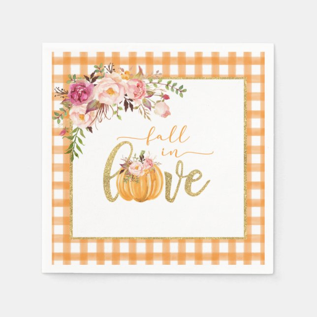 En Papier Serviette Tombez amoureux - Vichy orange (Devant)