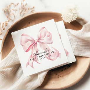En Papier Serviettes à ruban rose, Serviette de cocktail à r