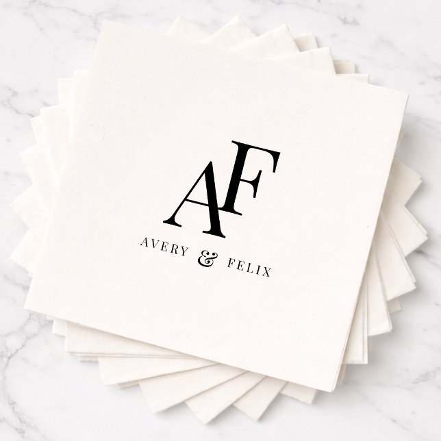 En Papier Serviettes de mariage | Serviette élégante au mono (Monogrammed wedding napkins with clean modern typography for a stylish celebration)