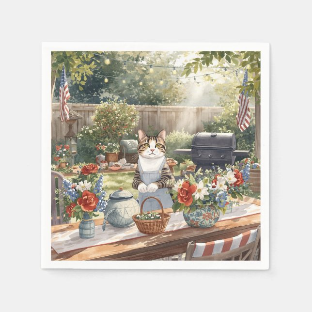 En Papier Serviettes pour chat du 4 juillet Serviette de fêt (Devant)