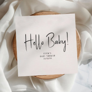 En Papier Simple moderne Neutral Hello Baby shower serviette