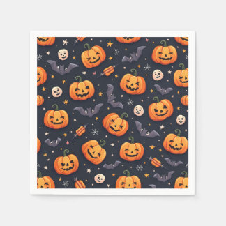 En Papier Smile citrouilles Halloween motif serviette