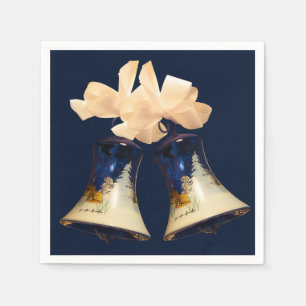 En Papier Tintements du carillon bleus de Noël de serviette
