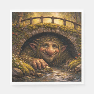 En Papier Troll norvégien se cachant sous un pont, serviette