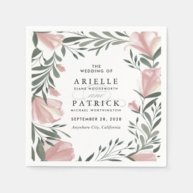En Papier Verdure fleurie Vintage Rustique Mariage serviette (Devant)