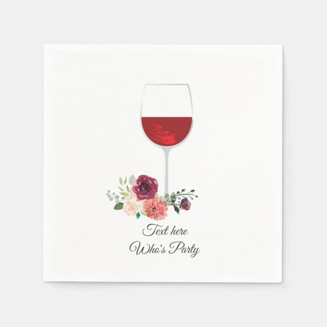 En Papier vin rouge, anniversaire adulte, mariage, serviette (Devant)