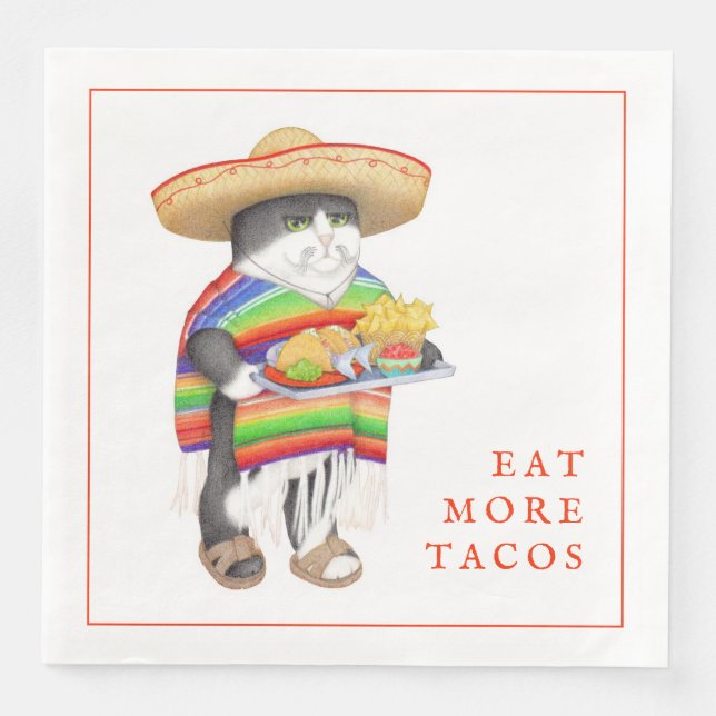 En Papier WENDELITO Mangez Plus de Tacos Serviette de Table  (Devant)
