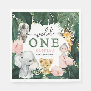 En Papier Wild One Safari Animaux 1er Anniversaire serviette