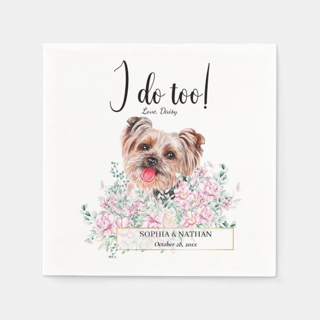 En Papier Yorkshire Terrier Chien Mariage Cocktail Serviette (Devant)