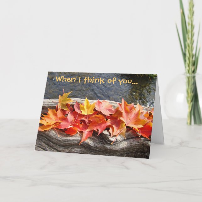 En pensant à vous ! Cartes de feuilles d'automne e (Devant)