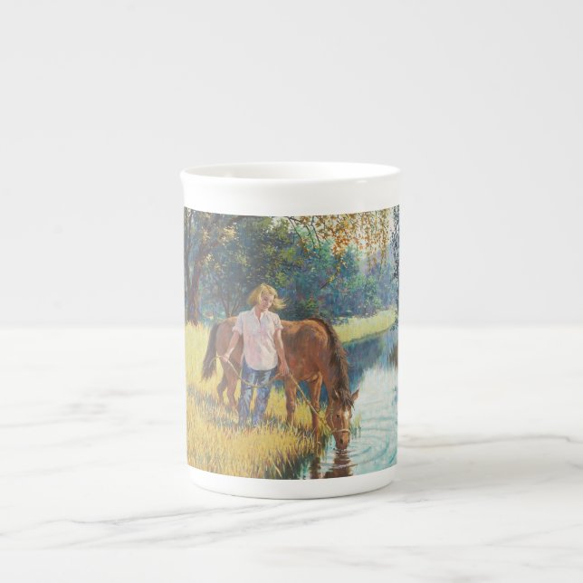 En Porcelaine CHEVAL et FILLE POTABLES - tasse d'Arthur Sarnoff (Devant)
