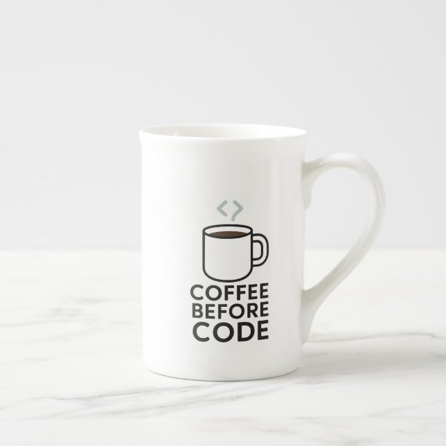 En Porcelaine Coffee Before Code — Tasse minimale avec vapeur de (Droite)