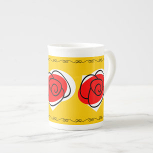 En Porcelaine Espagne Rose frontière trio chine d'os de la tasse
