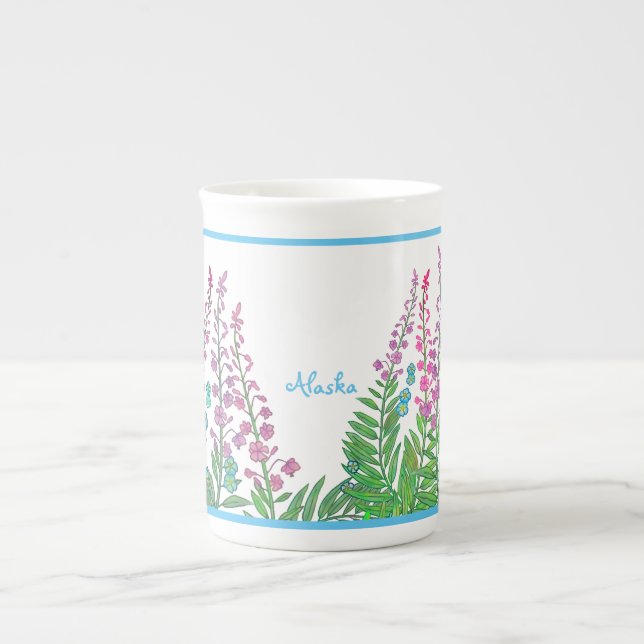 En Porcelaine Fireweed et tasse de thé d'Alaska de myosotis des (Devant)