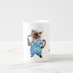 En Porcelaine Infirmière prenant une tasse de café