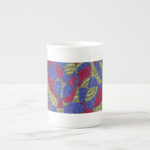 En Porcelaine Sahar   Tasse à motif abstrait coloré dessiné à la