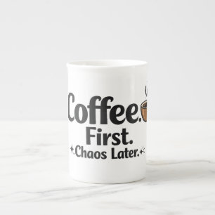 En Porcelaine Tasse à café drôle « Café d'abord, chaos ensu
