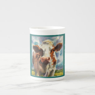 En Porcelaine Tasse avec l'aquarelle de vache