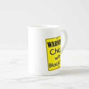 En Porcelaine Tasse Avertissement Fille à Ceinture Noire