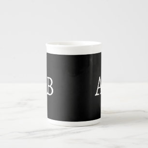 En Porcelaine Tasse classique monogramme noir et blanc de marque