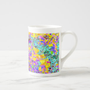 En Porcelaine Tasse d'art abstrait vibrant – Turquoise Magenta J