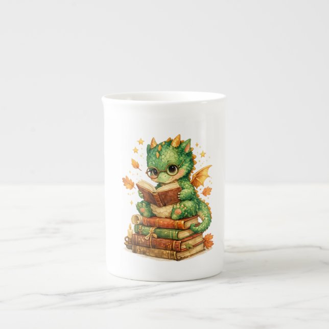 En Porcelaine Tasse de lecture de joli dragon (Devant)