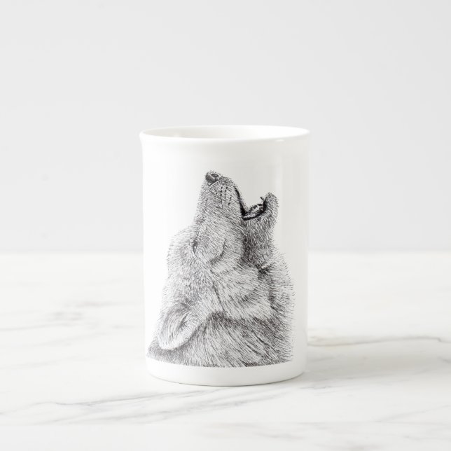 En Porcelaine Tasse de loup d'hurlement (Devant)