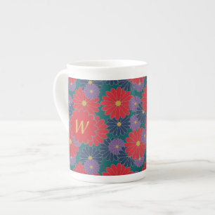 En Porcelaine Tasse de spécialité florale d'automne éclaboussant