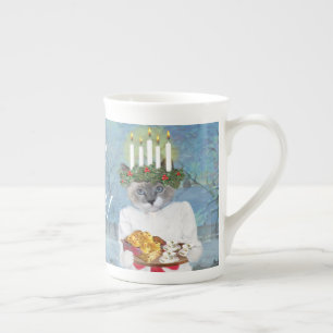 En Porcelaine Tasse de thé de Père Noël Lucia des chatons