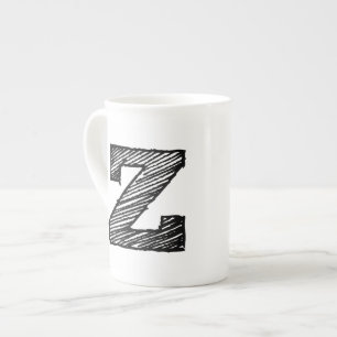 En Porcelaine Tasse décorée d'un monogramme : Lettre "Z "