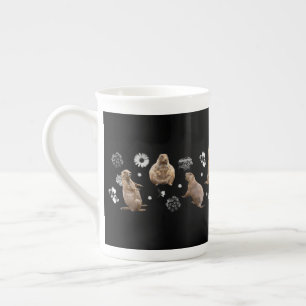 En Porcelaine Tasse Fête Chien de Prairie