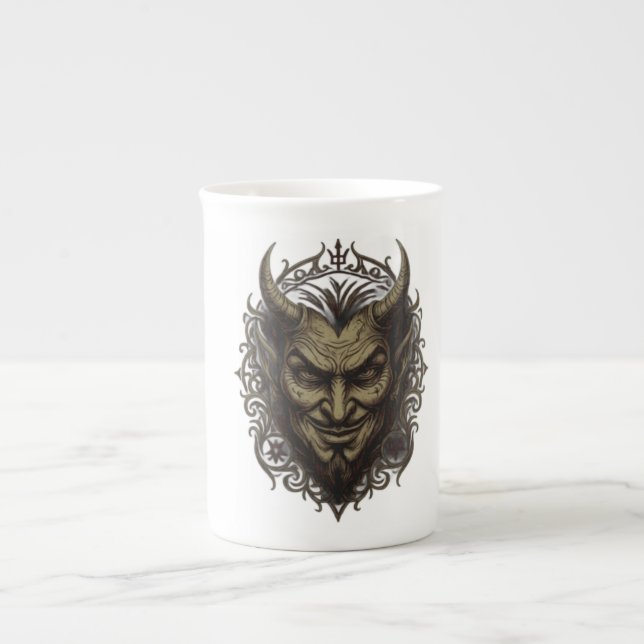 En Porcelaine Tasse Gothique Cornes de Diable (Devant)