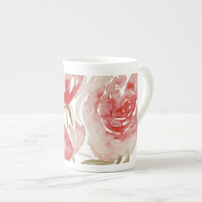 En Porcelaine Tasse grande de pivoines roses (Devant droit)