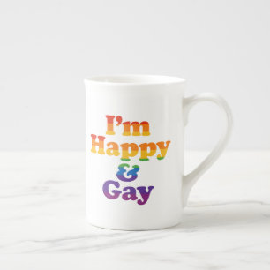 En Porcelaine Tasse « Je suis heureux et gay » – Tasse à café Fi