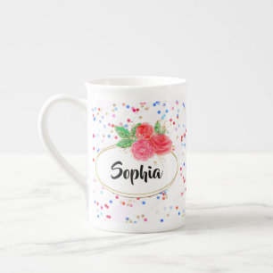 En Porcelaine Tasse personnalisée, tasse à fleurs de parties s