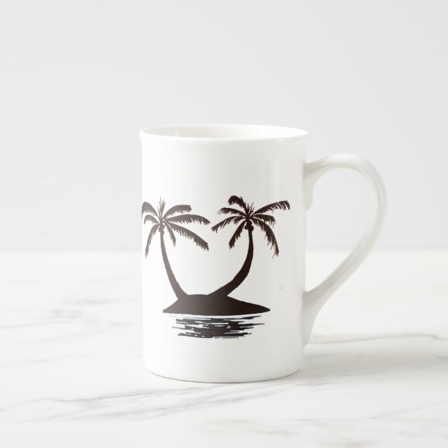 En Porcelaine Tasse - Silhouette d'île tropicale  (Droite)