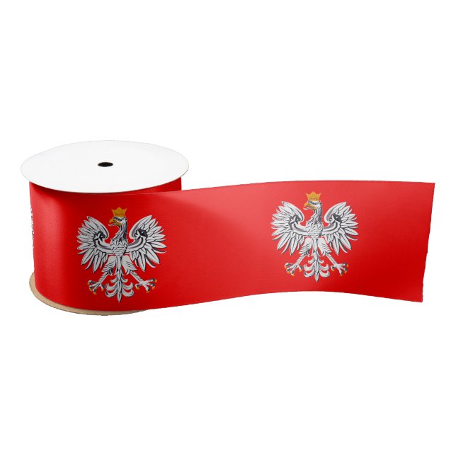En Satin Aigle polonais, ruban de style Drapeau rouge polon (Bobine)