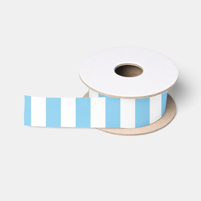 En Satin Bébé Bleu et blanc Moyen Rayures verticales Ruban (Bobine)