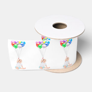 En Satin Bébé Garçon Et Ballons Ruban Blanc
