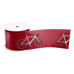En Satin Bicyclette blanche sur ruban satiné rouge