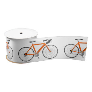 En Satin Bicyclette orange sur ruban satiné blanc
