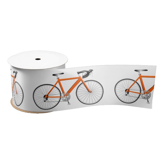 En Satin Bicyclette orange sur ruban satiné blanc (Bobine)