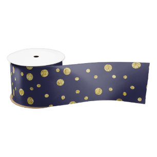En Satin Bleu bleu bleu Golden Chic Dots Motif Ruban