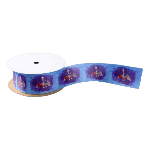 En Satin bobine de ruban bleu père Noël Bat